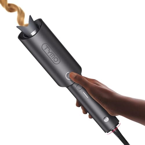 TYMO Automatic Rotating Curling Iron - TYMO CURLPRO Beach Waves Curling Wand, Portable Hair Curler, 500 Million Ionic, Dual Voltage & Lightweight for Travel, Ceramic Coating, 1 Inch, Metallic Gray image