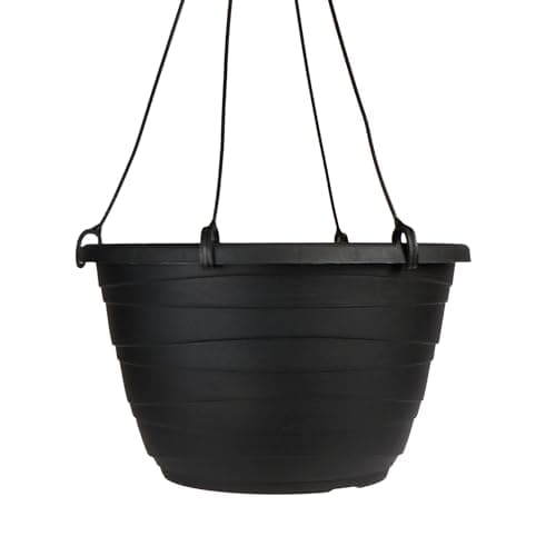The HC Companies 11 Inch Wrapt Hanging Planter- Lightweight Outdoor Plastic Hanging Pot for Plants, Herbs, Flowers, Black image