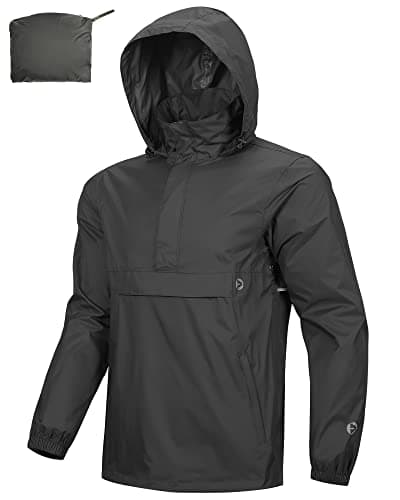 Outdoor Ventures Men's Rain Jacket Waterproof Lightweight Packable Rain Pullover for Hiking Golf Running image