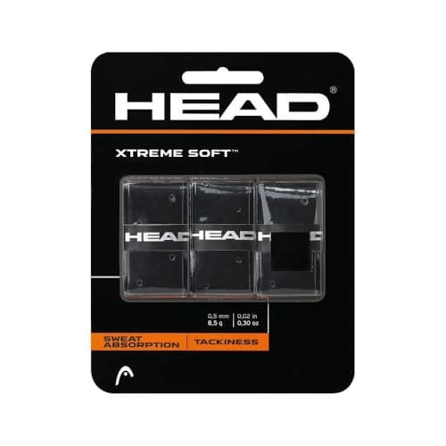 Head Xtreme Soft Racquet Overgrip Tennis Racket Grip Tape 3 Pack Black, White, Pack US image