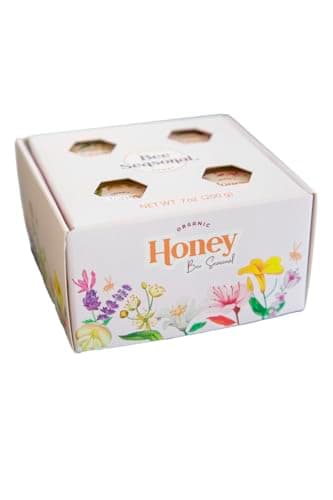 Bee Seasonal Organic & Raw Honey Mini Gift Box - 4 Pack - 7oz. image