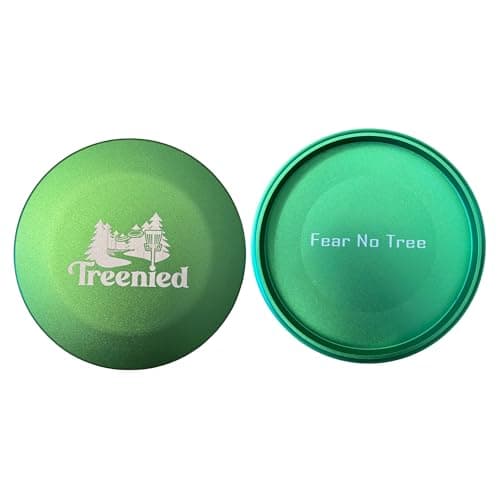 Treenied Aluminum Mini Disc Golf Marker, Green, Fear No Tree Edition, Engraved, Disc Golf Accessories, Mini Markers image