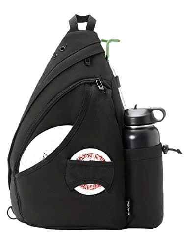 MOYAQI Disc Golf Bag with Retriever Holder and Storage Pockets, Disc Golf Backpack with 8-10 Disc Capacity, Padded Adjustable Strap and Back Panel, Lightweight and Durable (Black) image