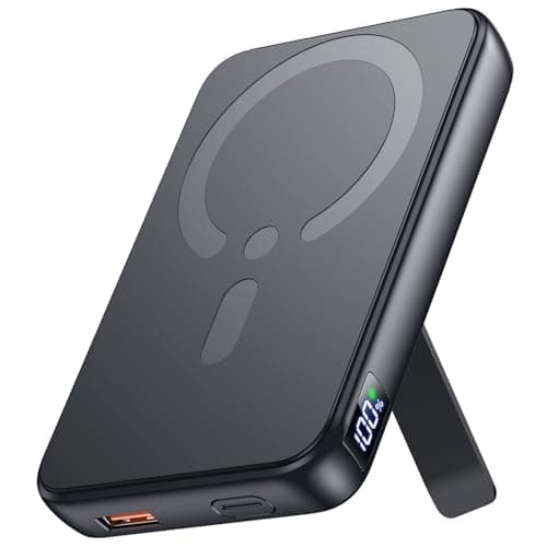 for Magsafe Portable Charger, 12000mAh Wireless Magnetic Power Bank with Stand and USB C in/Out Fast Charging, for Magsafe Battery Pack Compatible with iPhone 15/14/13/12 Pro/Pro Max Series-Black image