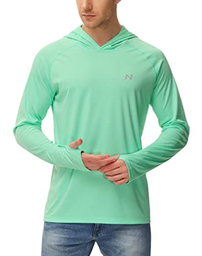 isnowood Sun Shirt UPF 50+ Men's Fishing Hiking Rash Guard Swimming UV Shirt, Green, Medium image