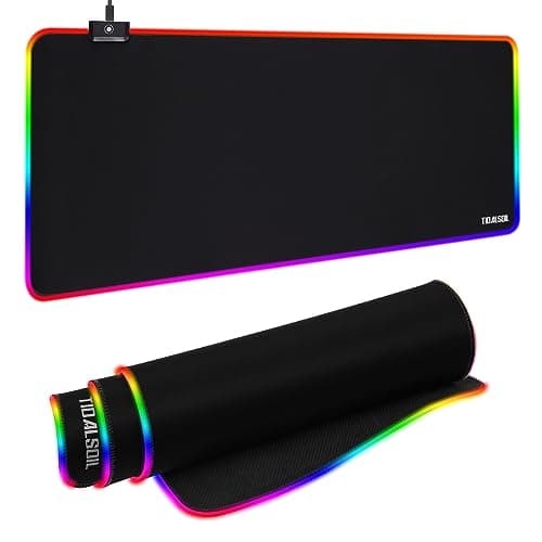 RGB Gaming Mouse Pad, 31.5 x 11.8 Inch Oversized Mouse Mat with 12 Light Modes, Non-Slip Rubber Base, Large Keyboard Pad for PC Gaming, Office, Black image