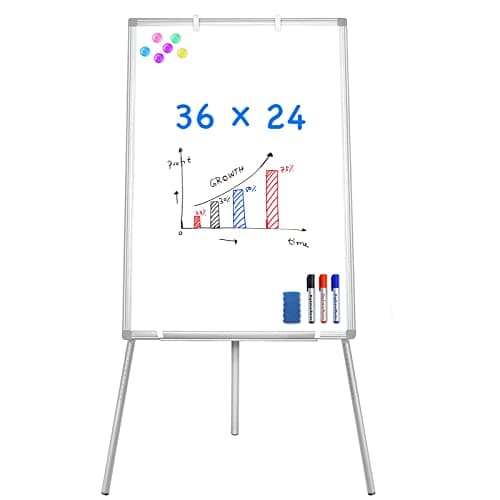 Easel Whiteboard - Magnetic Portable Dry Erase 36 x 24 Tripod Height Adjustable, 3' x 2' Flipchart Easel Stand White Board for Office or Teaching at Home & Classroom (36x24 White) image