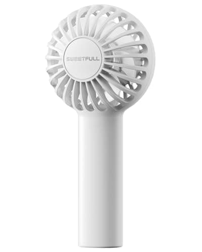 SWEETFULL Mini Portable Fan Powerful Handheld Fan Rechargeable, 3 Speeds Personal Small Hand Fan for Travel Makeup Eyelash Fan for Stylish Kids Girls Women USB Cute Design White image
