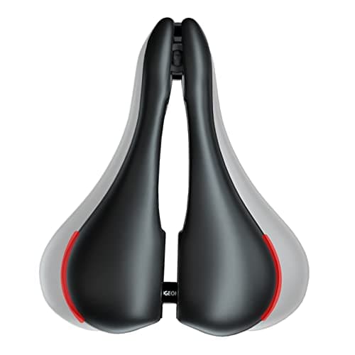 HUGEOAKS Width Adjustable Bike Seat - Comfortable Prostate Friendly Bicycle Saddle Suitable for Mountain, Road, City and Stationary Exercise Bikes (1 Pack) image