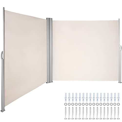 VEVOR Retractable Side Awning, UV 50 71''x236'' Rugged Full Aluminum Rust-Proof Side Awning Patio Sunshine Privacy Divider, 280 g Thicken Wind Screen, for Courtyard, Roof Terraces Pools, Beige image