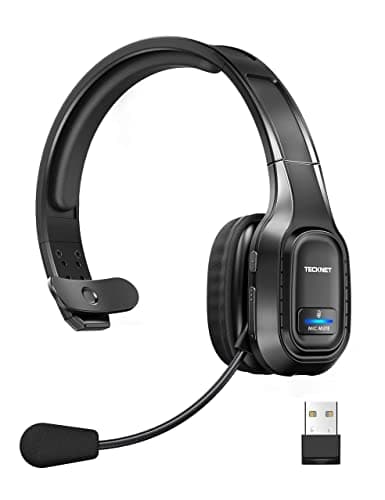 TECKNET Trucker Bluetooth Headphones with Microphone Noise Canceling Wireless On Ear Headset, Hands Free Wireless Headset for Cell Phone Computer Office Home Call Center Skype (Black) image