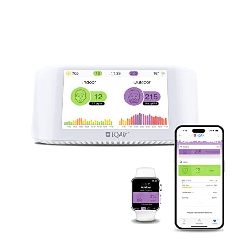 IQAir Air Quality Monitor Indoor, Swiss Design, Professional Grade, Detects PM2.5, CO2, AQI, Temperature, Humidity, Indoor Air Quality Real-Time Air Quality & Forecasting, Historic Data image