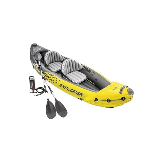 Intex 2-Person Inflatable Kayak Set w/ Pump, Aluminum Oars, Adjustable Seats, Explorer K2 - Tandem Blow-up Raft for Adults, Great for Lakes or Rivers image