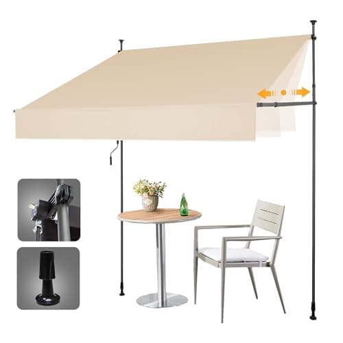 HOMEDEMO Manual Retractable Awning 59"x118" Patio Awning Retractable Outdoor Sunshade image