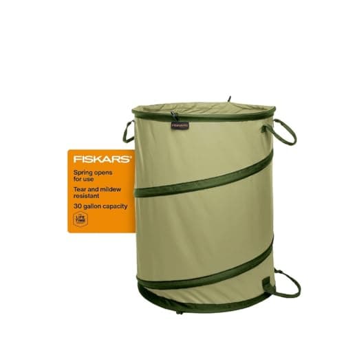 Fiskars Kangaroo Collapsible Garden Bag for Yard Waste, 30 Gallon Reusable Container for Lawn Care and Gardening image