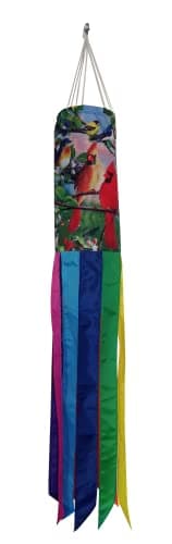 Majestic EPP Home and Outdoor 40-Inch Vibrant Spring Red Cardinal Blue Jay Yellow Finch Hummingbird Windsock with Rainbow Colors Tails image