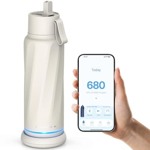 WATERH Vita Smart Water Bottle with Reminder to Drink Water, BPA-Free Vacuum Insulated Water Bottles with Filter & Straw, Bluetooth Intake Water Tracking Bottle, Ideal for Gift (18 oz) image