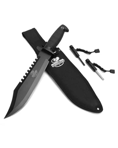 Mossy Oak Survival Hunting Knife with Sheath, 15-inch Fixed Blade Tactical Bowie Knife with Sharpener & Fire Starter for Camping, Outdoor, Bushcraft image