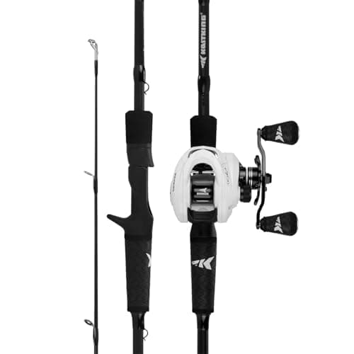 KastKing Crixus Fishing Rod and Reel Combo, Baitcasting, 6ft 6in, Med Heavy, Right Handed,2pcs image