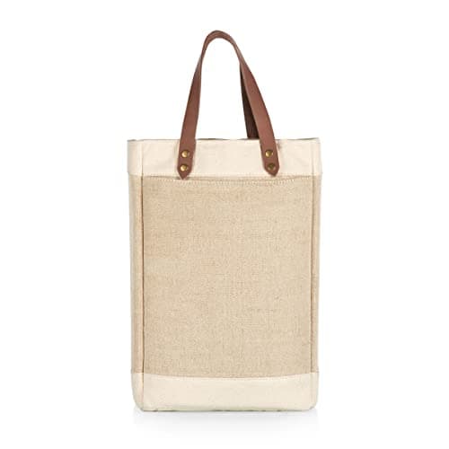 PICNIC TIME 2-Bottle Pinot Jute Insulated Wine Tote and Gift Bag, Beige image