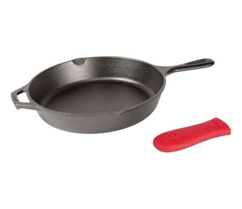 Lodge Cast Iron Skillet with Red Silicone Hot Handle Holder, 12-inch image