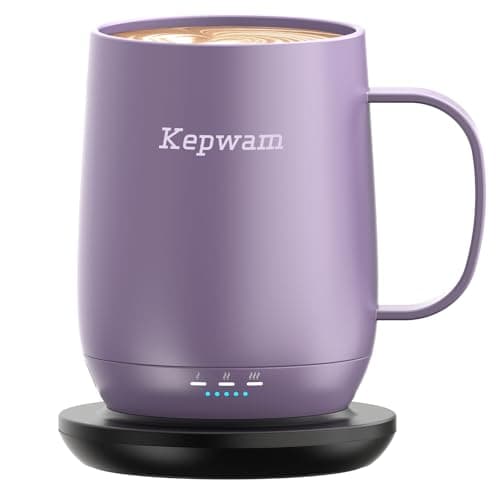 Kepwam Self Heating Coffee Mug, 16oz Smart Heated Coffee Mug, 150 Min Battery Life - Hot up to 149℉ Temperature Control Coffee Mug Warmer, Gifts for Women and Men image