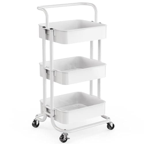 Pipishell 3 Tier Mesh Utility Cart, Rolling Metal Organization Cart image