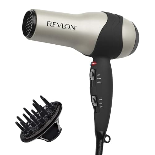 REVLON Turbo Hair Dryer with Advanced Ionic Technology, Ceramic Coating | Turbo Heat and Cold Shot Features, 1875 Watts for Fast Drying and Shine (Silver) image