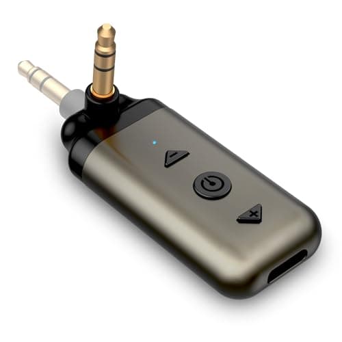 HVMLAK Air88 Bluetooth Aux Adapter for Car, Aux Bluetooth 5.3 Receiver with Swivel 3.5mm Audio Jack for Home Stereo Speaker, Volume and Track Control, Handsfree Call, CD Sound, Metal Case image