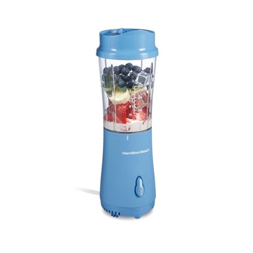 Hamilton Beach Portable Blender for Shakes and Smoothies with 14 Oz BPA Free Travel Cup and Lid, Durable Stainless Steel Blades for Powerful Blending Performance, Tranquil Blue (51172) image