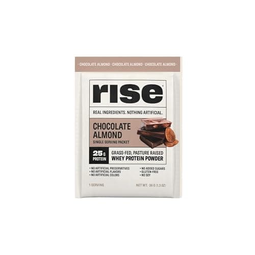 Rise Grass-Fed Whey Protein Powder - Sample Chocolate Almond | 25g Protein No Artificial Flavors, Colors, or Preservatives - Sugar Free, Gluten-Free, Soy Free (Single Serving) image
