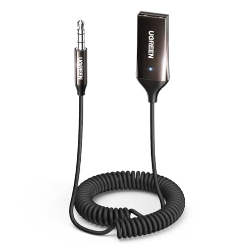 UGREEN Aux to Bluetooth 5.3 Adapter 3.5mm Bluetooth Receiver for Car USB 2.0 to 3.5mm Jack Kit with Built-in Microphone Aux Input for Hands-Free Calls Compatible with Car Speaker and Home Audio image