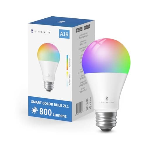 THIRDREALITY Zigbee Smart Color Bulb ZL1, Zigbee Hub Required,Compatible with Home Assistant, SmartThings,Aeotec,Homey,Hubitat or Echo Devices with Built-in Zigbee hub,A19 RGBCW Color Bulb,800 Lumens image