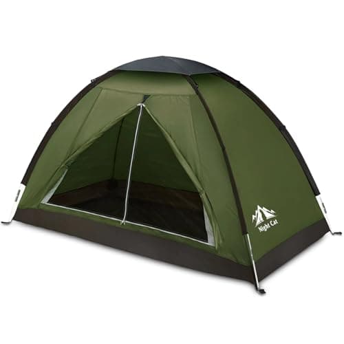 Night Cat Backpacking Tent for One 1 to 2 Persons Lightweight Waterproof Camping Hiking Tent for Adults Kids Scouts Easy Setup Single Layer 2.2x1.2m image
