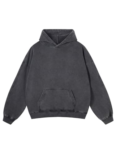 Adenorah Mens Oversized Hoodies Pullover Fall Acid Wash Plain Preppy Hoodies for Women Streetwear Aesthetic Cotton Hooded Sweatshirt, Black, 2X Large image