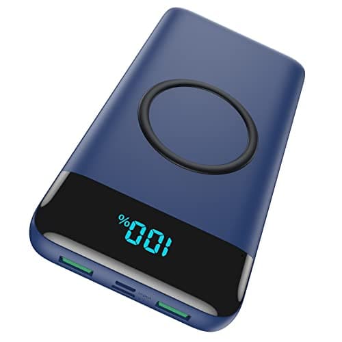 Wireless Portable Charger 30,800mAh 15W Wireless Charging 25W PD QC4.0 Fast Charging Smart LED Display USB-C Power Bank, 4 Output& 2 Input External Battery Pack Compatible with iPhone, Samsung etc-Blue. image