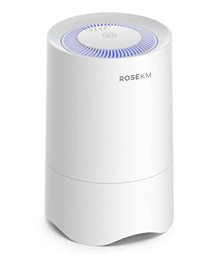 Rosekm Small Air Purifier for Home Bedroom, Personal Desk Mini Air Purifier, Room Hepa Air Purifier Fresheners Cleaner for Dorm, Pets, Smoke, Desktop, Office (White) image