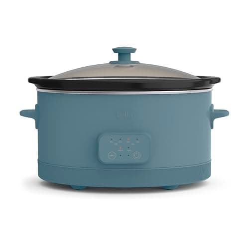 bella 6.0 Qt Programmable Slow Cooker, EverGood™ Ceramic Nonstick Coating, Adjustable Temperature & Cooking Times, Dishwasher Safe Stoneware Pot & Tempered Glass Lid, Tangle Free Cord Wrap, Surf image