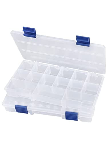 Hlotmeky Tackle Box Small Fishing Box Organizer 2 Pack 3500 Tackle Tray Clear Plastic Storage Box with Dividers Sorting Snackle Box image