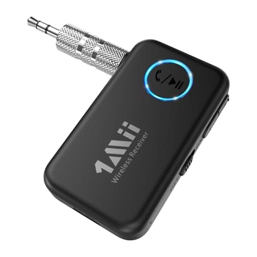 1Mii Bluetooth 5.3 Music Receiver for Car/Home Stereo, Aux Bluetooth Adapter for Car with Volume Control Supports Hands Free Calls, 16H Battery Life image