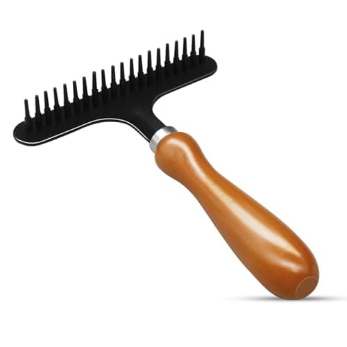 HINGTAI Carpet Rake, Hand Held, for Matted Carpet, Fluff Carpet, Portable, Shag Rug Rake, 6.0 x 4.3 inches, Black image