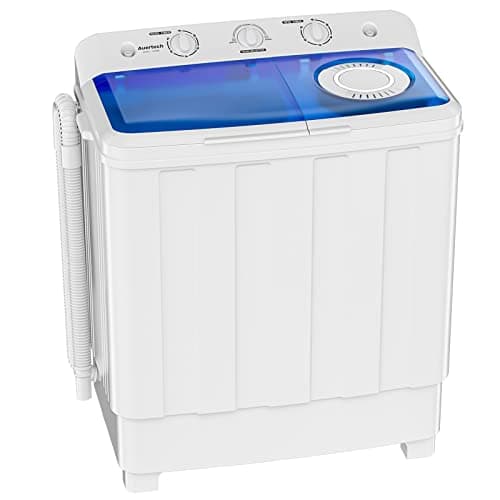 Auertech Portable Washing Machine, 28lbs Twin Tub Washer Mini Compact Laundry Machine with Drain Pump, Semi-automatic 18lbs Washer 10lbs Spinner Combo for Dorms, Apartments, RVs image