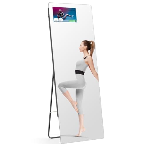 AISUNDY Large Fitness Gym Mirror for Home, 65"x23.6" Smart Workout Mirror for Exercise, Built-in 14" Screen Support Screen Projection, HD Floor Full Length Trainer for Yoga, Dance Studio & Garage image