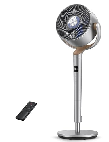 Dreo Standing Fan, 120°+120°Omni-directional Oscillating Fan For Bedroom, 80 ft Circulator With Remote, DC Motor Quiet Pedestal Fans, Adjustable Height, 8 Speeds, 3 Modes, 8H Timer, Home, PolyFan 502 image