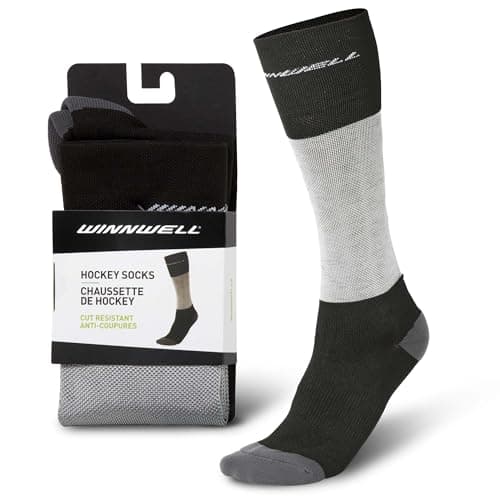 Winnwell Cut Resistant Socks - Ice & Field Hockey Socks With Durable Double Padded Heel And Toe - Moisture Wicking Sock For Hockey Players, Adult (Large) image
