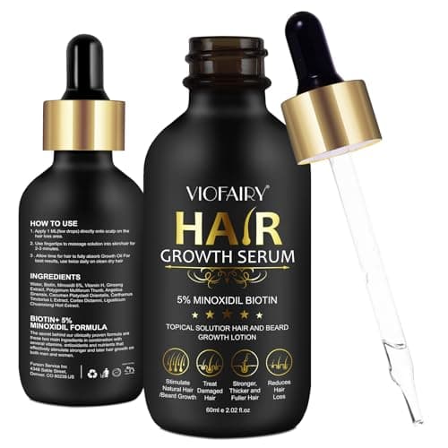 PEFAMNE 5% Minoxidil for Men and Women Hair Growth Oil, Biotin Serum, Hair Regrowth Treatment for Scalp Hair Loss, Natural, for Thicker Longer Fuller Healthier Hair 2.02 oz image