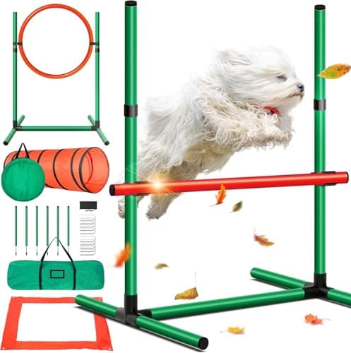 Dog Agility Training Kit Dog Sports Outdoor Games Obstacle Course | Tunnel Hurdle Jump Ring image