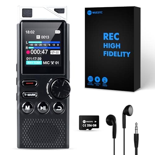 264GB High Capacity Digital Voice Recorder, Voice Activated Recorder for Lectures Meetings, Up to18000 Hours, MP3 Player, Voice Recorder with Playback image