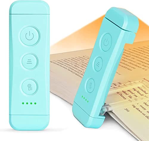 Glocusent USB Rechargeable Book Light for Reading in Bed, Portable Clip-on LED Reading Light, 3 Amber Colors & 5 Brightness Dimmable, Compact & Long Lasting, Perfect for Book Lovers, Kids image