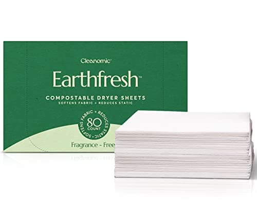 Cleanomic Earthfresh Fabric Softener Sheets Dryer Sheets, Softens & Removes Static Cling, Vegan Laundry Softener With Essential Oils -Fragrance Free image